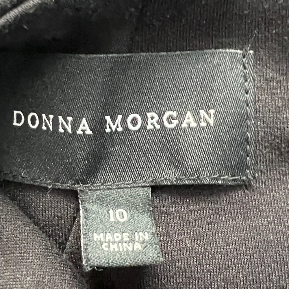 Donna Morgan Black Short Sleeve Midi Cocktail Dress Back Zip - Size 10 - Picture 6 of 11